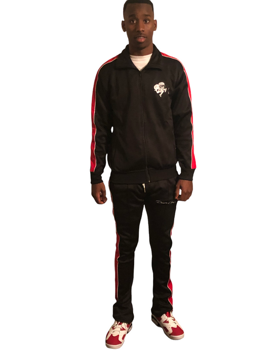 Black and Red Dinero Chaser track suit