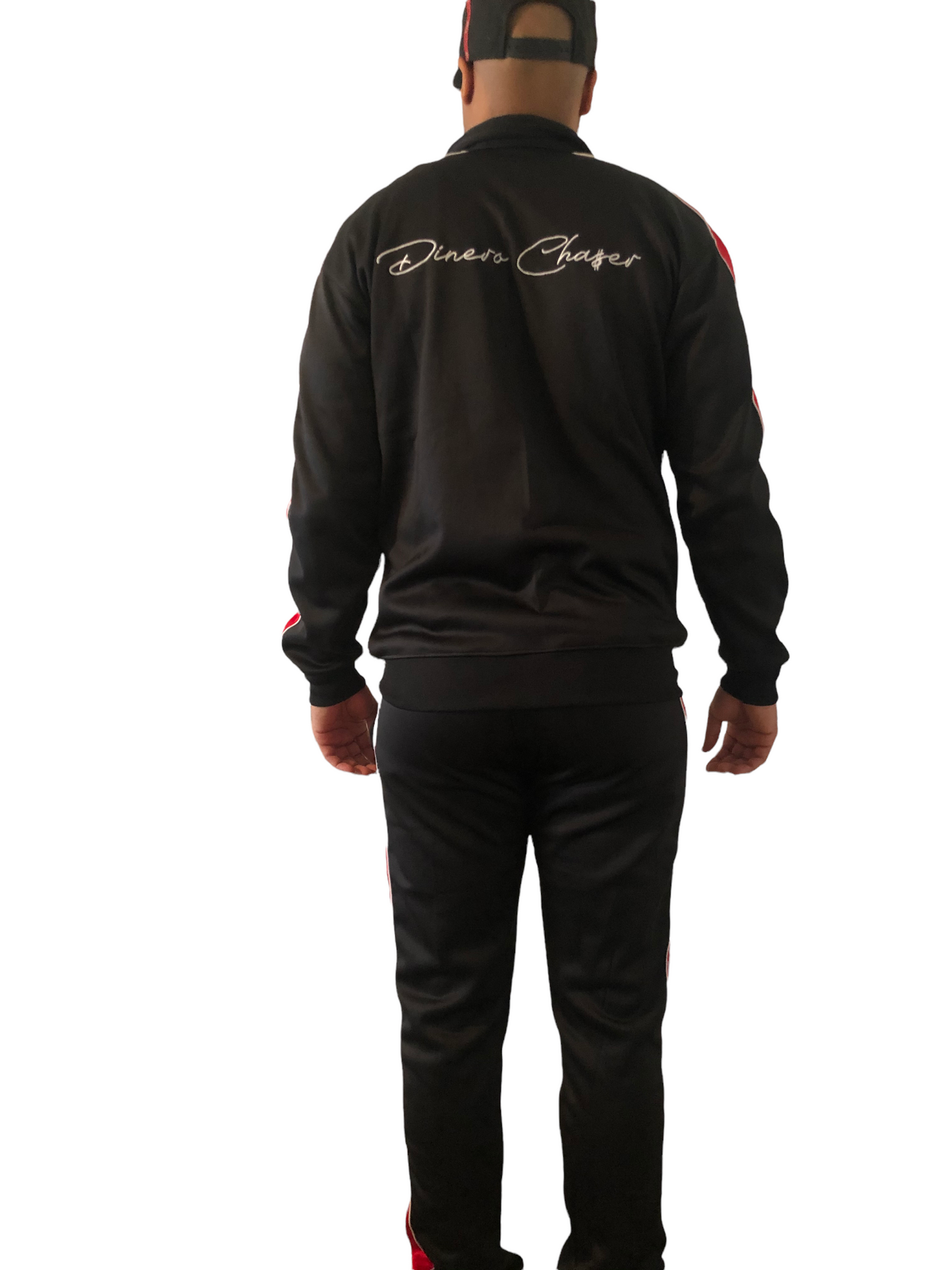 Black and Red Dinero Chaser track suit